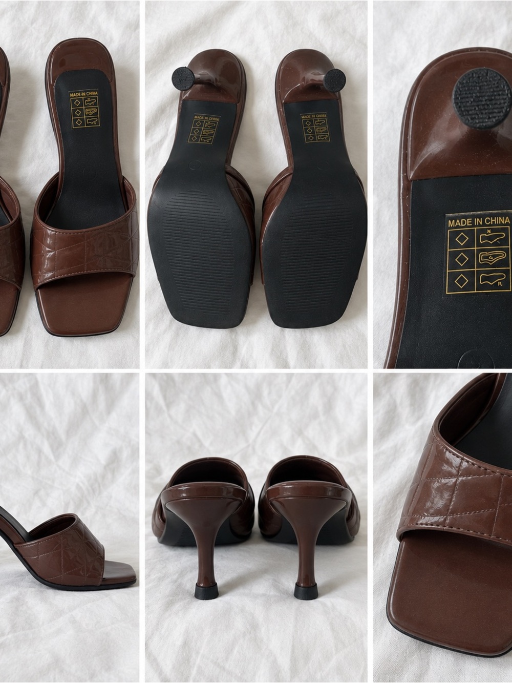 Classic Brown Square-Toe Mule Heels - Women's